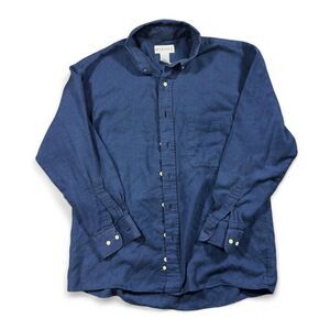 Merona Button Down Men L Blue Cotton Poly Casual Workwear Vintage